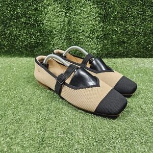 Vivaia Margot Mary Jane Nude Peach Black Square Toe Ballet Flats Womens US 7